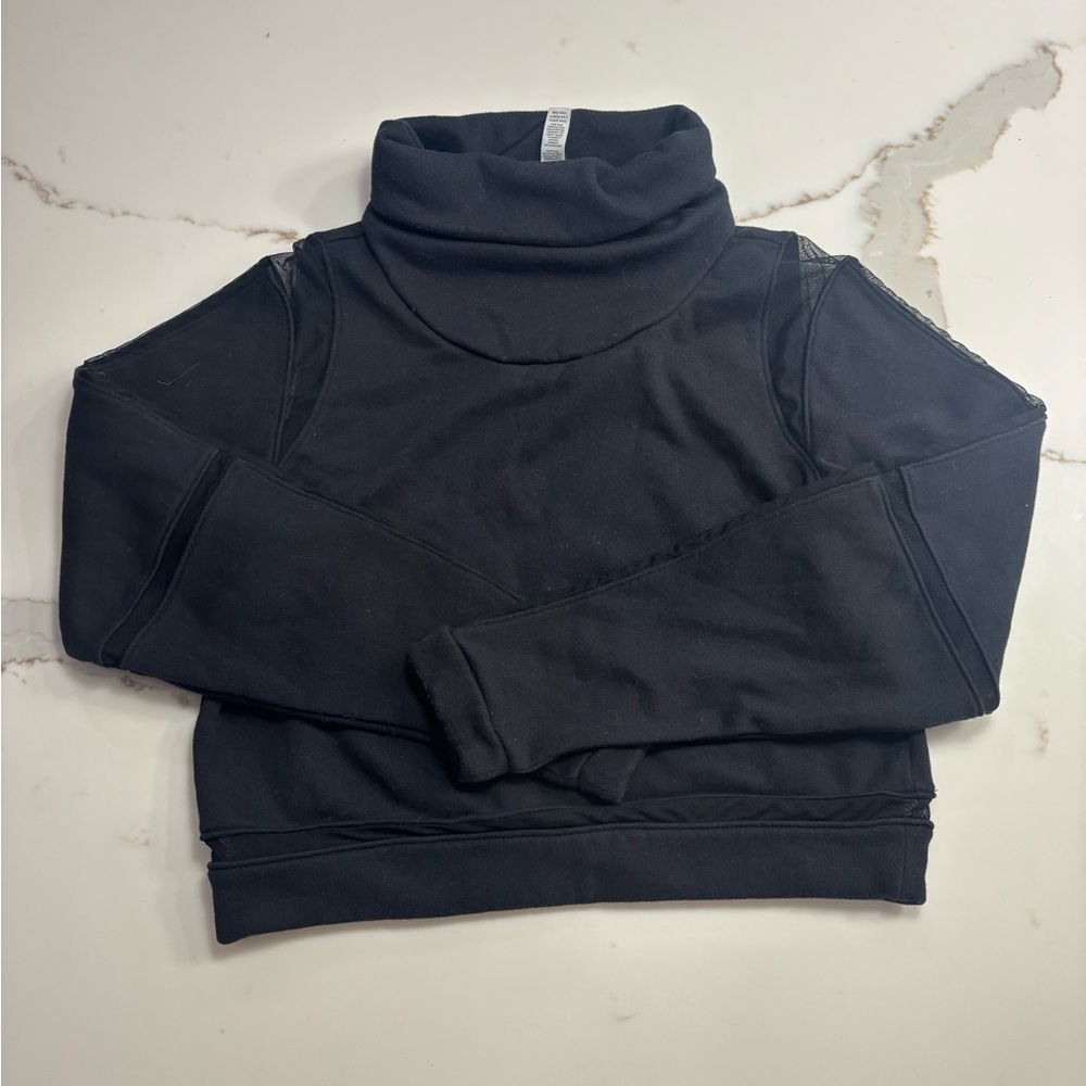 Alo Yoga Black Advance Mesh Mock Neck Long Sleeve Shirt